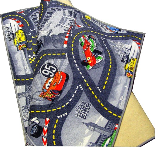 DYWAN DISNEY CARS ULICE MIASTO AUTA 180x200 SZARY