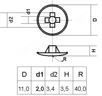 Низкая маскирующая крышка для винтов SPAX PZ2, головка под бит, крестовая, черная