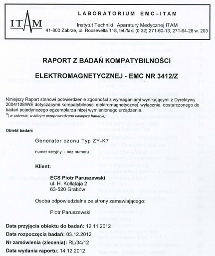 ГЕНЕРАТОР ОЗОНА ПОЛЬСКИЙ ОЗОНАТОР 12 Г/Ч ИОНИЗАЦИЯ + УФ