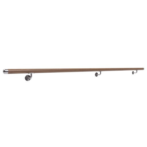 Poręcz ścienna do ściany drewniana fi42 42mm 240cm dąb dębowa KOLOR INOX