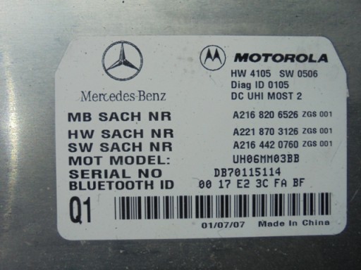 Модуль Bluetooth Mercedes W221 A2168206526