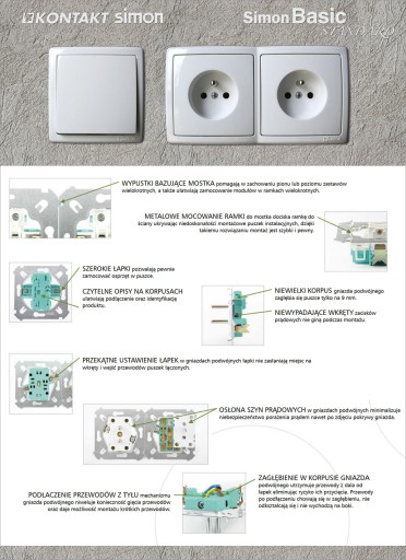 GNIAZDO IP44 KLAPKA+PRZESŁONY BIAŁE SIMON BASIC