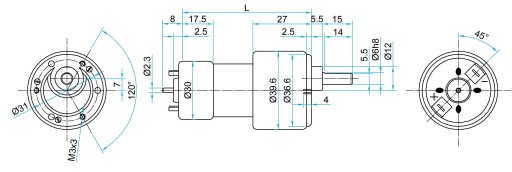 Мотор-редуктор 12В 140 об/мин 2 кг.см, пр-во итальянский