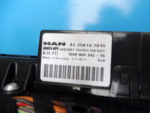 Контроллер отопителя BHTC MAN TGX TGS EURO 6 7015