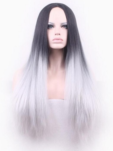 ПАРИК ДЛЯ КОСПЛЕЙ OMBRE СЕРЫЙ ЧЕРНЫЙ 70 СМ ГЛЭМ-РОК