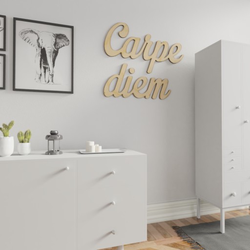 Деревянная 3D надпись на стене - Carpe Diem