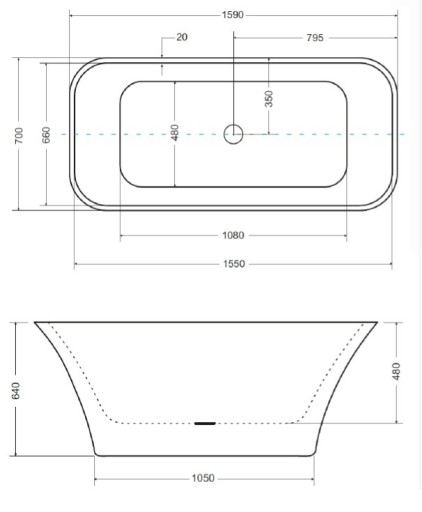 Besco СВОБОДНОСТОЯЩАЯ ванна ASSOS 160X70 + СИФОН