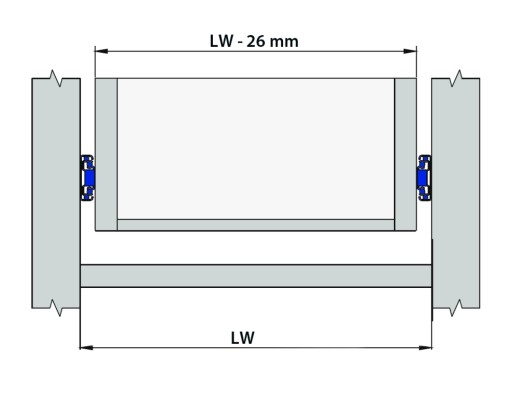 Шариковая направляющая для ящиков L350мм, БЕСШУМНОЕ ЗАКРЫТИЕ