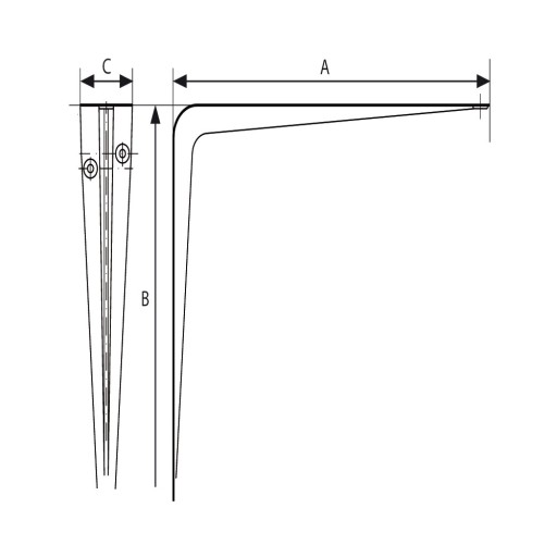 Wspornik półki kątownik pod półkę 175x150 mm biały