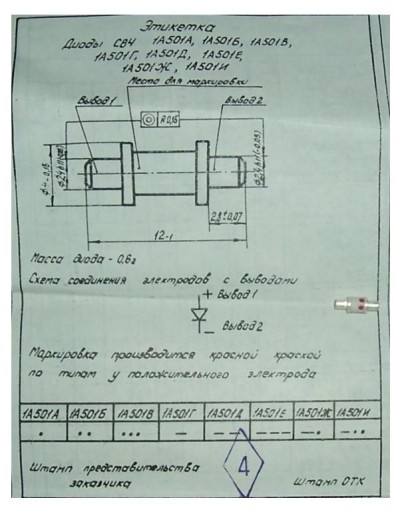 Российский СВЧ-диод 1А501Б.