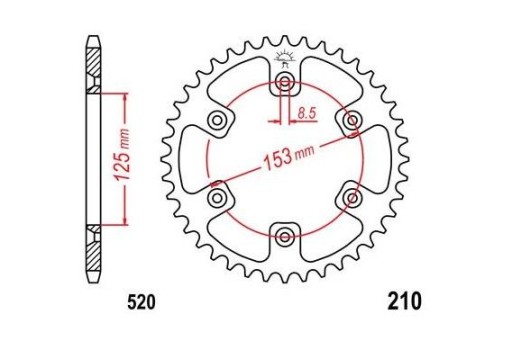 Zębatka Tył JTR210-51 520 HONDA CR 125 250 83-07r.