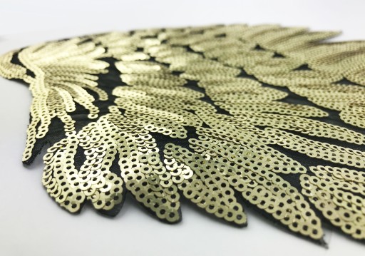 Термонашивка с пайетками Gold Wings БОЛЬШАЯ 34см