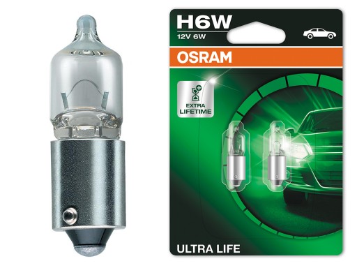 Лампа OSRAM H6W ULTRA LIFE, гарантия 4 года