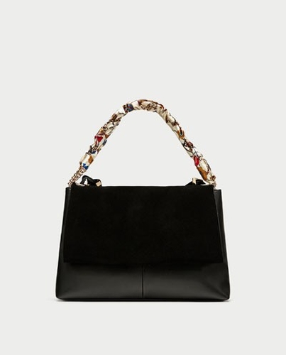 Сумка-мессенджер ZARA, шарф, черный 8061/204