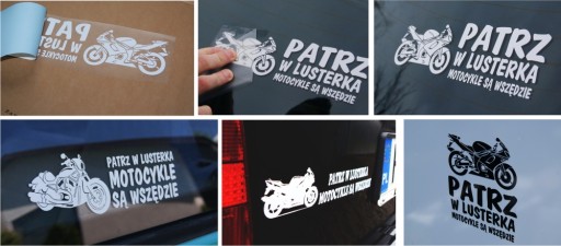 Наклейка Посмотрите в зеркала, мотоциклы повсюду xl * УЗОРЫ * ЦВЕТА * 26 см
