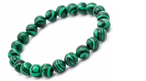 BRANSOLETKA kamień MALACHIT kule 8 mm koraliki