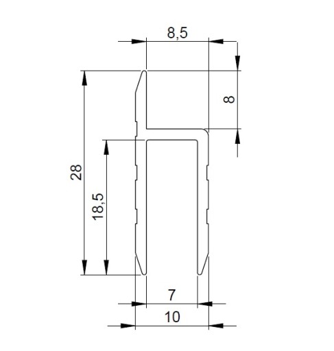 Aluminiowy profil krawędziowy H do 7 mm 6126 AH