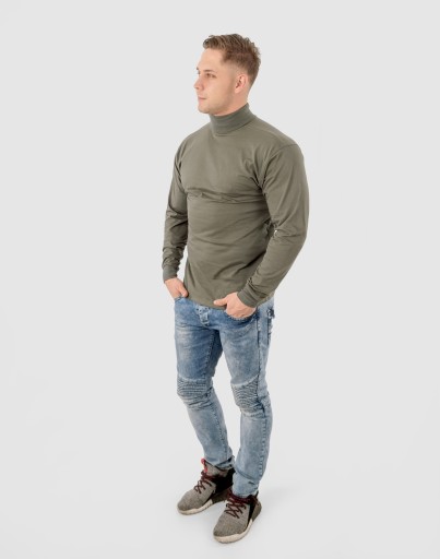 Elegancki Sweter Golf Męski Golfy WXM XXL oliwkowy