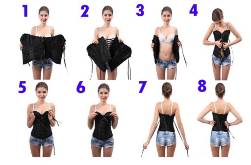 WYSZCZUPLAJĄCY GORSET+STRINGI BIELIZNA SEXY S