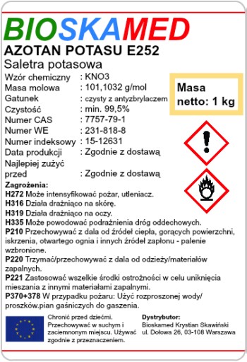 Чистая КАЛИЯ НИТРАТ Калийная селитра 99,5% 1 кг