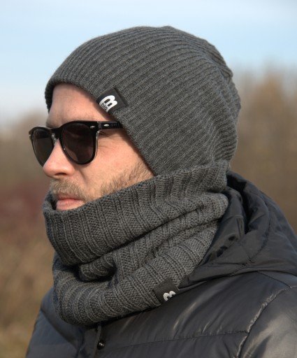 KLASYCZNY ZESTAW CZAPKA BEANIE KOMIN PROMOCJA W7