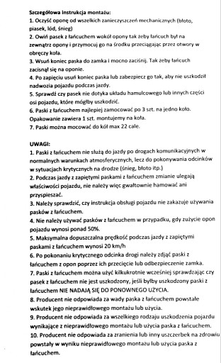 ŁAŃCUCH ŁAŃCUCHY ŚNIEGOWE NA KOŁA OPASKI PL HIT