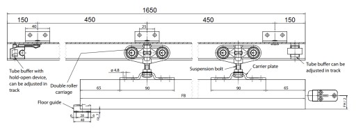 Система раздвижных дверей 710-900мм GEZE ROLLAN 40N