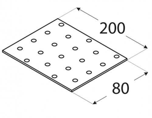 PP9 ПЕРФОРИРОВАННАЯ ПЛИТА ПЛОСКИЙ СОЕДИНИТЕЛЬ ОЦИНКОВАННЫЙ 80x200