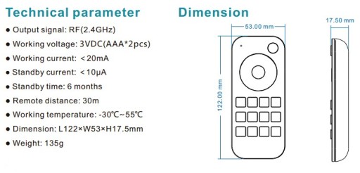 PILOT LED ŚCIEMNIACZ RGB+CCT, RGBW, RGB UNIWESALNY