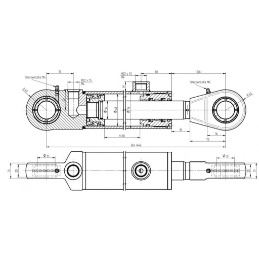 ГИДРАВЛИЧЕСКИЙ ЦИЛИНДР CJ2F 63x36x80 U35 L=362