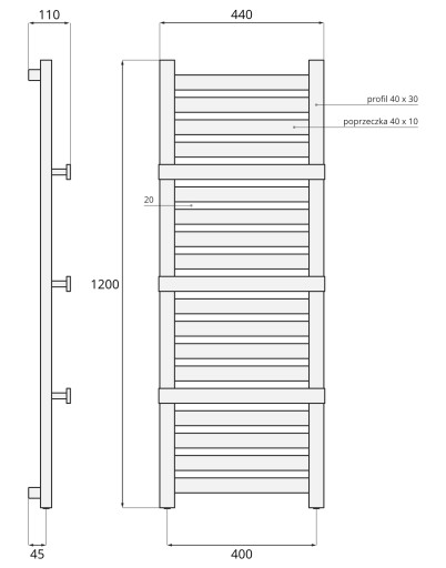 120x44 Радиатор LAVA модерн ИСКРА, белый