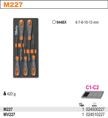 ОТВЕРТКИ С ТОРЦЕВЫМИ ТОРЦАМИ БЕТА 6-13 ВСТАВКА ДЛЯ ТЕЛЕЖКИ M227