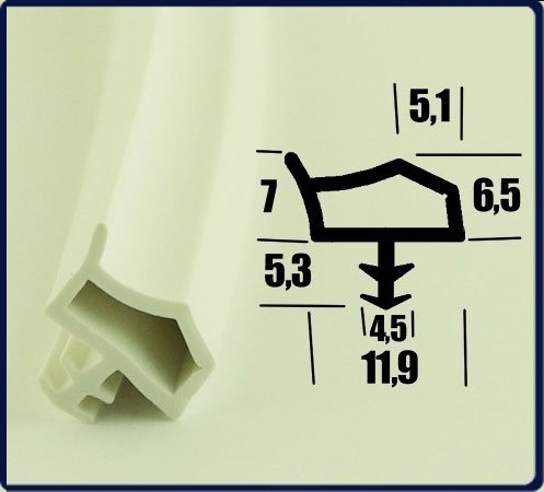 Уплотнитель для деревянных дверей КД14, белый, 1 м.