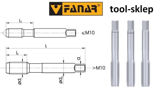 Ручной кран M3 DIN-352 HSS M SET 3 ШТ. FANAR