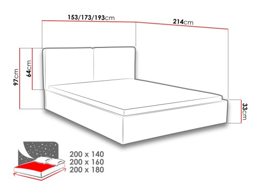 SZYMEK 2-местная КРОВАТЬ 180x200 с ящиком для хранения