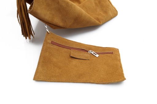 Suede BAG, сумка на молнии с мешочком, C.BROWN