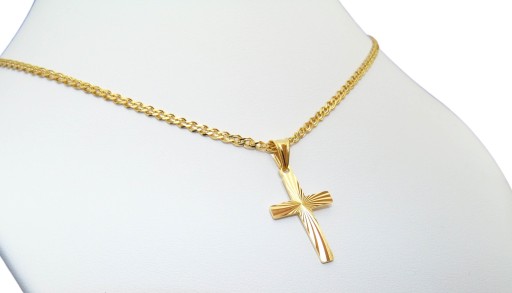 Łańcuszek Srebrny 45cm Pozłacany z Krzyżykiem