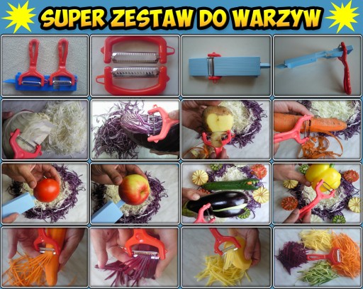 ZESTAW DO WARZYW 3 SZT OBIERACZKA JULIENNE CARVING NÓŻ TARKA OBIERAK #3