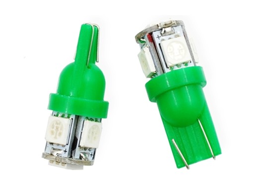 W5W T10 5 SMD 5050 зеленая светодиодная лампа