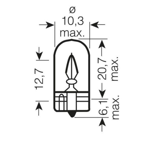 ЛАМПА 12В T10 W5W W2.1x9.5d ПРОЗРАЧНАЯ - 10 шт.