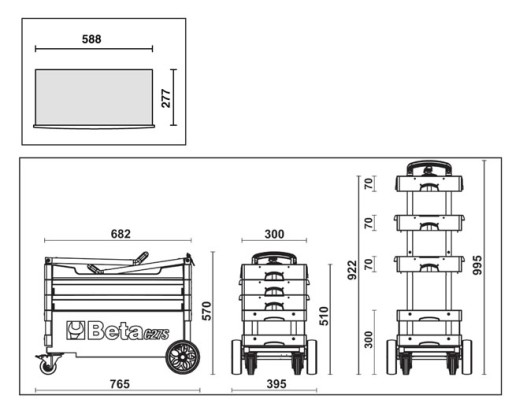 Складная тележка для инструментов BETA c27s