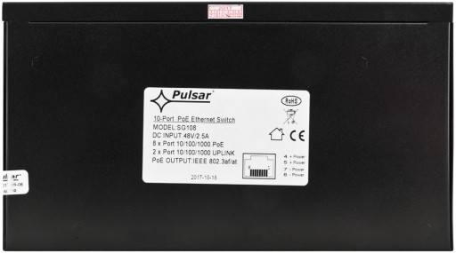 Pulsar SG108 10p гигабитный коммутатор PoE, 8 портов PoE