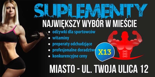 Baner reklamowy Reklama - Odżywki Suplementy 3x1m