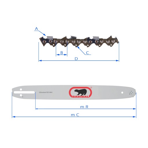 2 прочные цепи + направляющая DEDRA DED8711 | 45 см