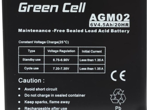 GREEN CELL AGM02 4,5 Ач, 6 В, аккумулятор