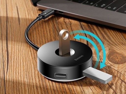 Концентратор 4 в 1 USB на USB 3.0 + 3 порта USB 2.0 Baseus 15 см (черный)