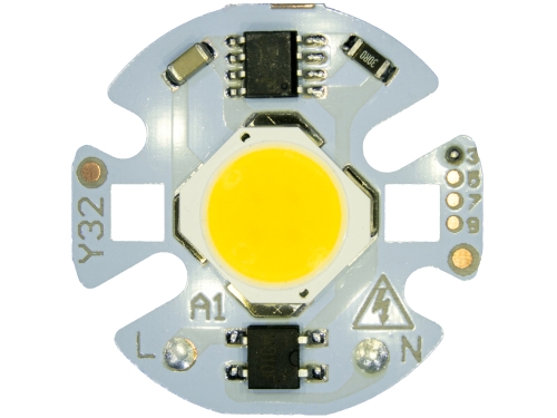 MODUŁ LED COB 5W 490lm BIAŁY CIEPŁY lub ZIMNY 32mm bezpośrednio pod 230V