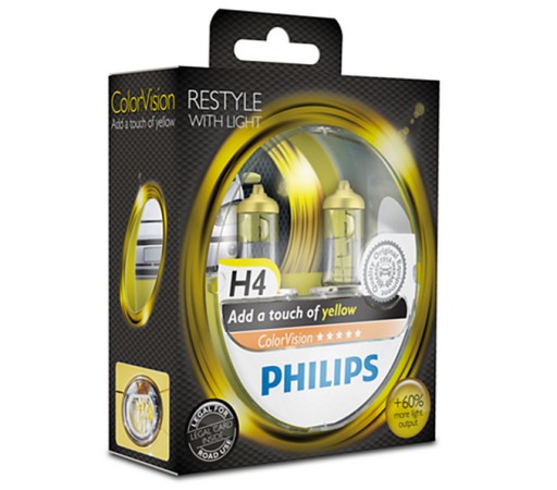 ŻARÓWKA PHILIPS H4 COLOR VISION KOMPLET YELLOW