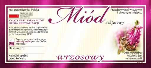 Etykiety na Miód Wrzosowy (100szt) - wzór E86