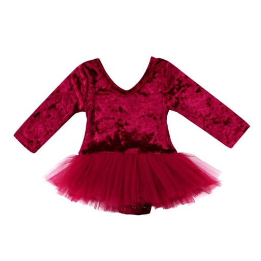 Sukienkobody bordo welur czerwona sukienka niemowlęca 68 74 80 86 92 wesele